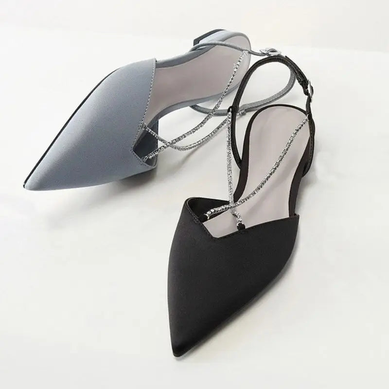 Chain-Detail Slingback Flats