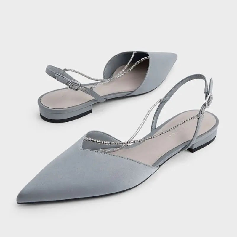 Chain-Detail Slingback Flats
