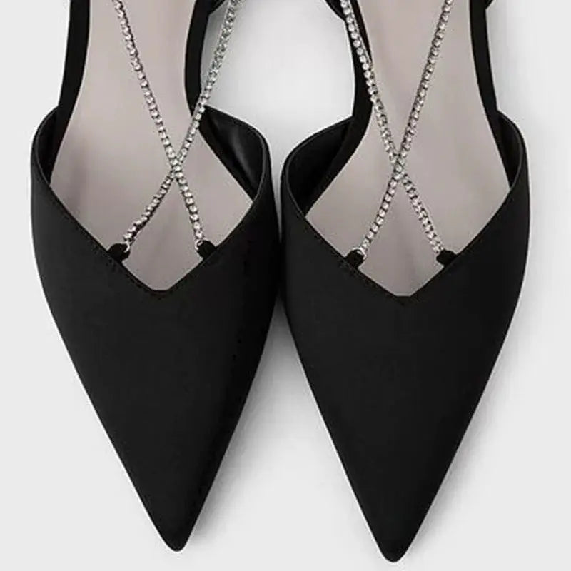 Chain-Detail Slingback Flats