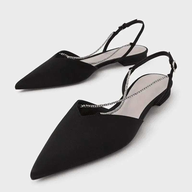 Chain-Detail Slingback Flats