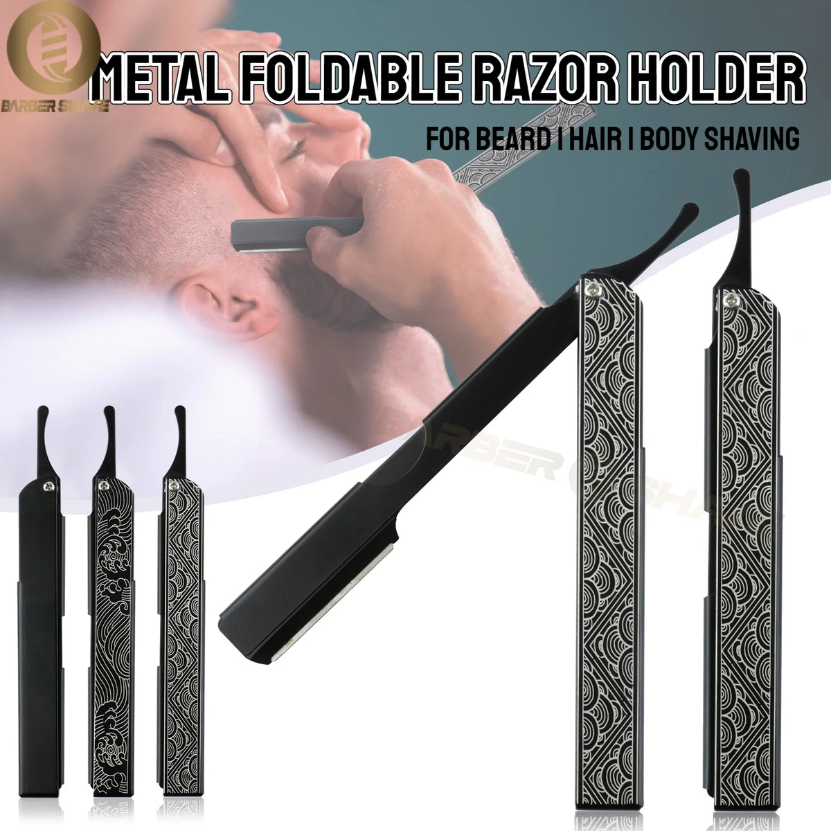 Folding Barber Razor Holder — Blades Not Included