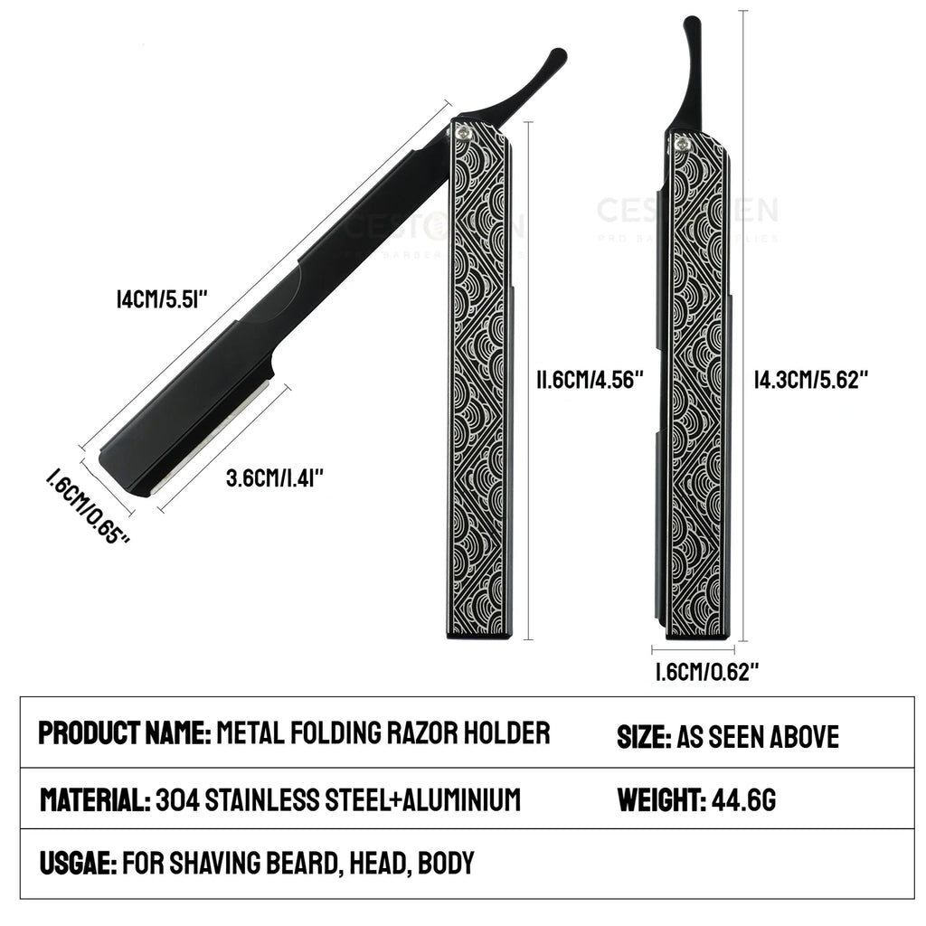Folding Barber Razor Holder — Blades Not Included