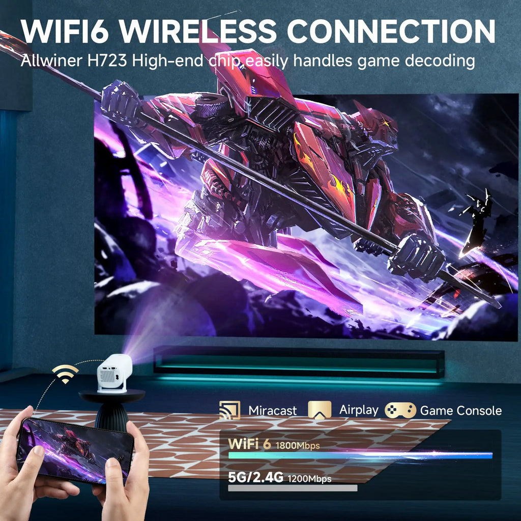 P30 Pro Smart Mini Projector – Android 14, WiFi 6, Screen Mirroring