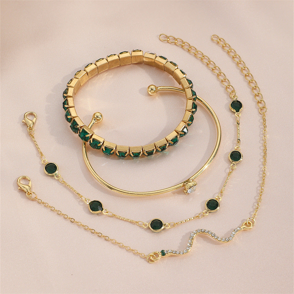 4-Piece Green Stretch Bracelet Set – Fast5collection