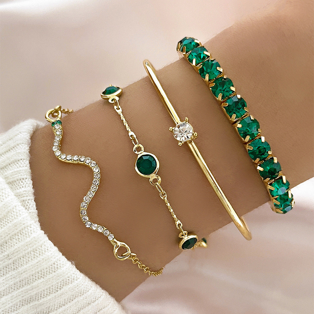 4-Piece Green Stretch Bracelet Set – Fast5collection
